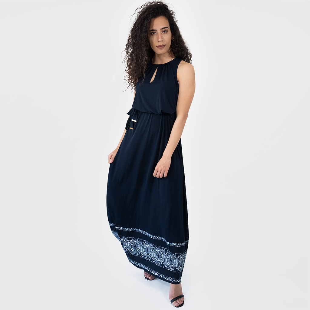 Maxi dress with printed hem
