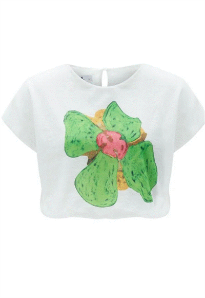 Patterned Elastic Waist T-Shirt
