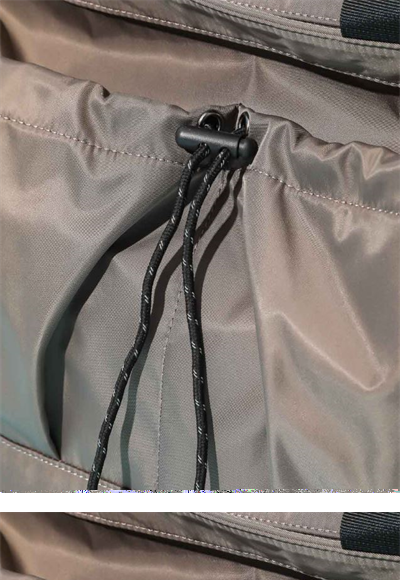Shoulder bag with drawstring and double pockets (Gray)