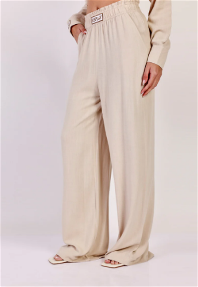 W LINEN LONG PANTS 24271836 BEIGE 01