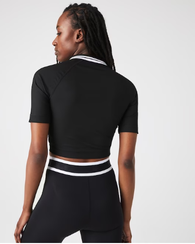 Lacoste SPORT Women's Short Ribbed Stretch Polo Shirt