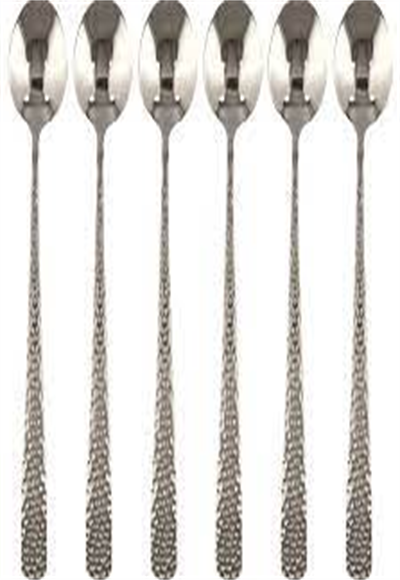 Hammered long spoon 6pcs18/0 2.0mm color card hand polish