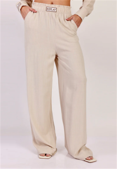 W LINEN LONG PANTS 24271836 BEIGE 01