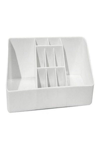 Simple Trapezoid Color Storage Box with Divided Sections (White)