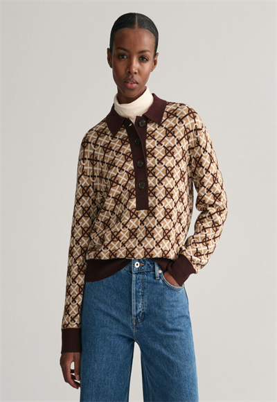 G PATTERN JAQUARD KNIT POLO