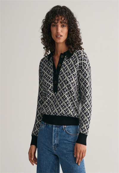 G PATTERN JAQUARD KNIT POLO