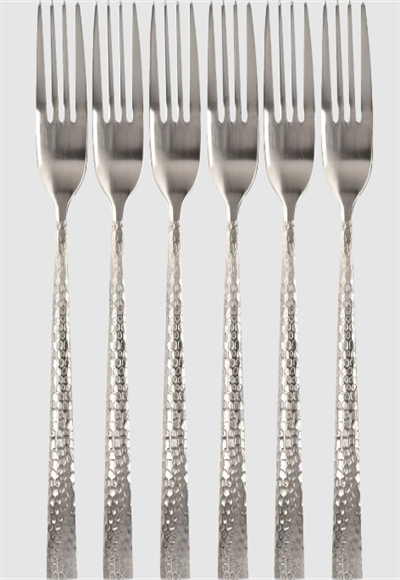 Hammered forks 6pcs18/0 3.0mm color card hand polish