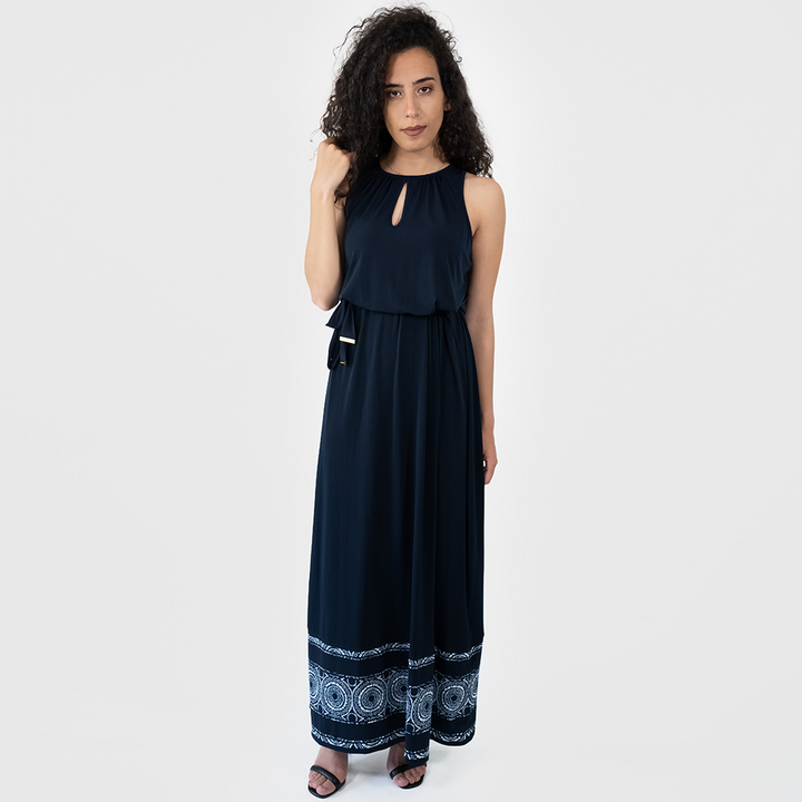 Maxi dress with printed hem