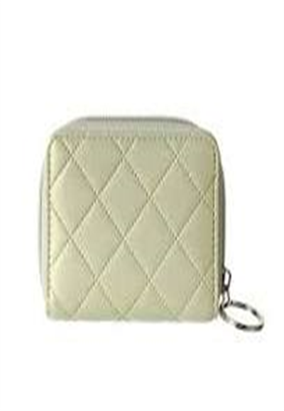 Diamond Grid Zip Around Card Wallet (Light Green)