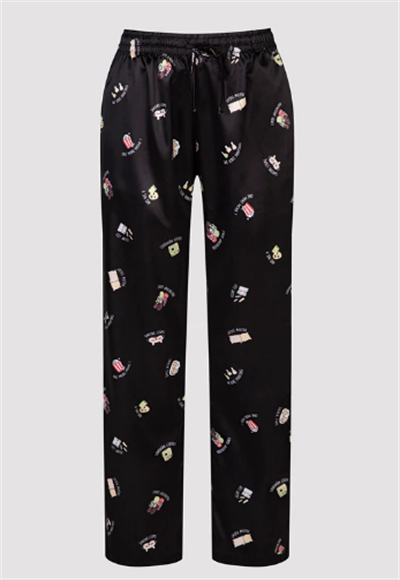 Satin sleep pants with friendship theme