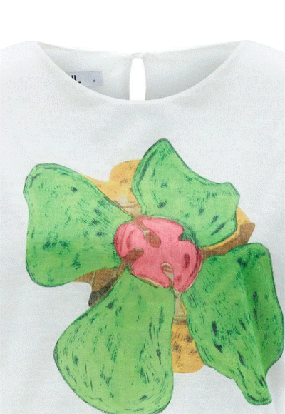 Patterned Elastic Waist T-Shirt