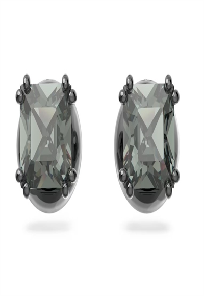 Earring adorned with black crystal