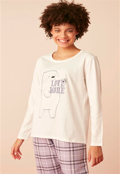 LOVE MORE CHECKED LS PANT SET